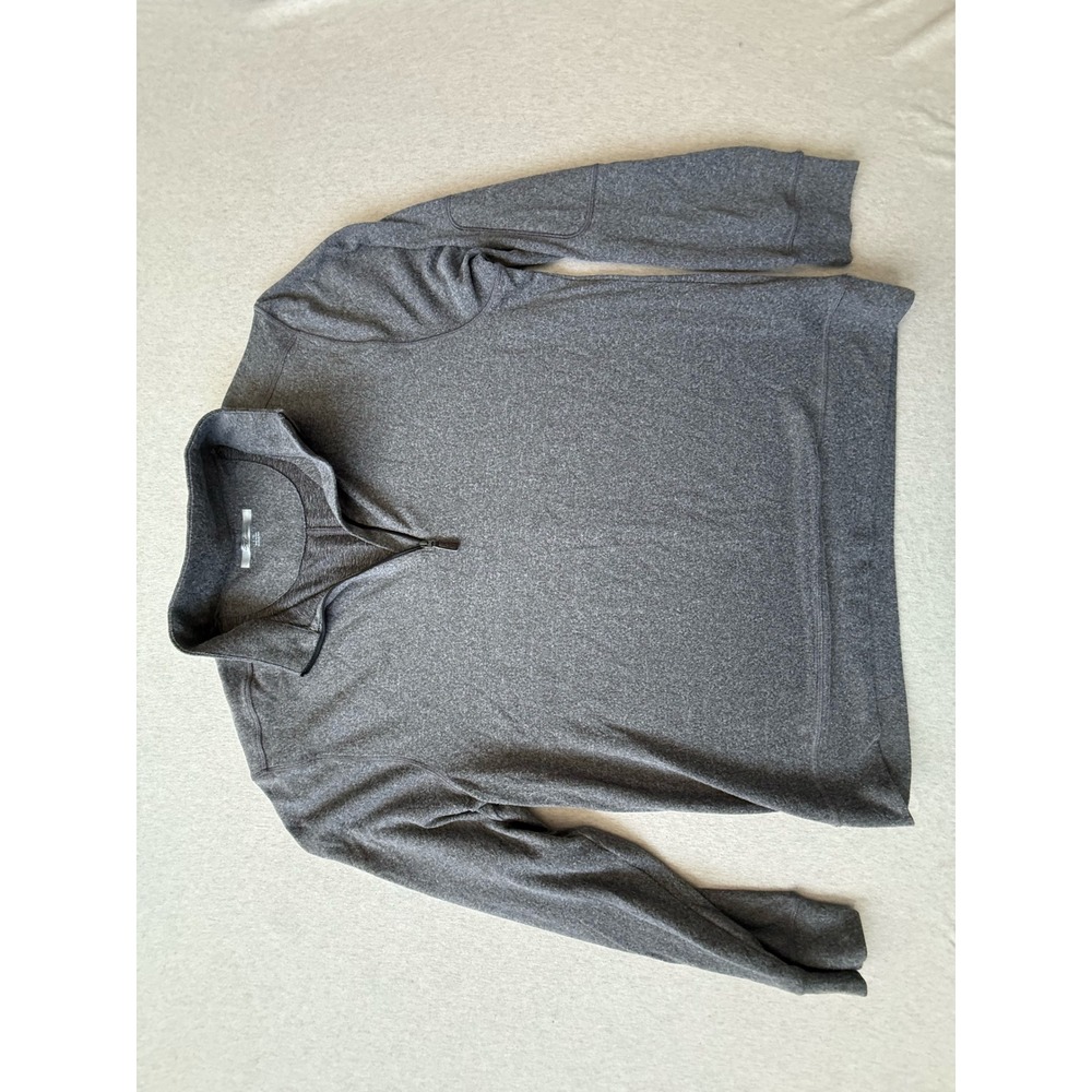 Greg Norman Mens Heather Gray Quarter Zip Pullover Large Elbow Patches